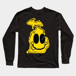 Michigan Happy Face with tongue sticking out Long Sleeve T-Shirt